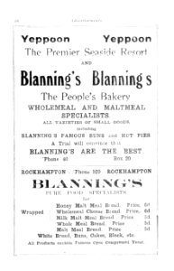 1930s. Advertisement for Blanning's Bakery "The People's Bakery", Yeppoon