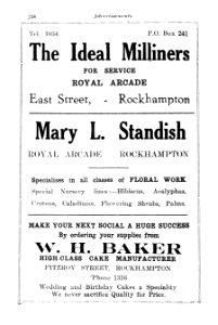 1930s. Advertisements for two Royal Arcade Businesses (Rockhampton, Queensland) photo