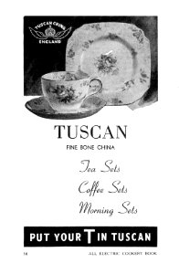 1940s. Advertisement for Tuscan (England) fine bone china teaset