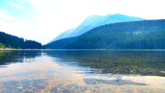 The view across Two Jacks Lake, Alberta photo