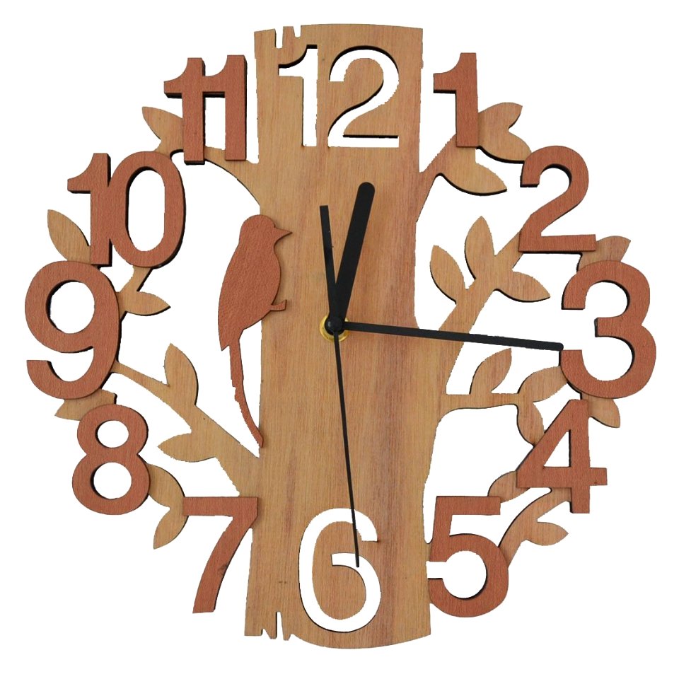 Wooden Wall Clock in Tree Shaped Design