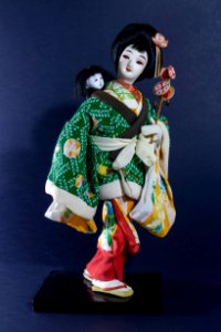 Japanese souvenir doll of a woman carrying a child on her back photo