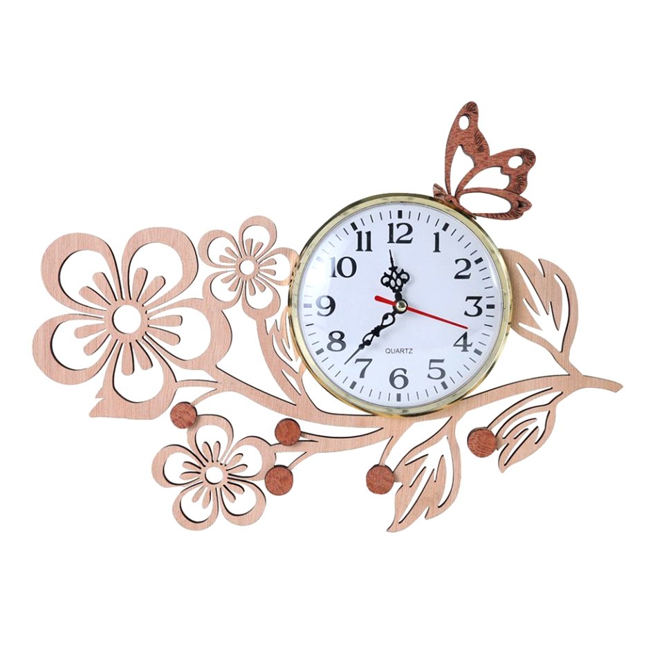 Giftgarden Handmade Wall Clock Wood Five Petaled Flowers for Friends Gift