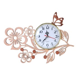 Giftgarden Handmade Wall Clock Wood Five Petaled Flowers for Friends Gift photo