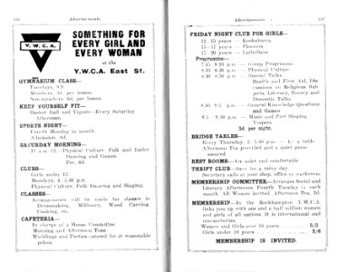 1930s. Advertisement: YWCA program, Rockhampton. "Something for every girl and every woman at the YWCA, East St." photo