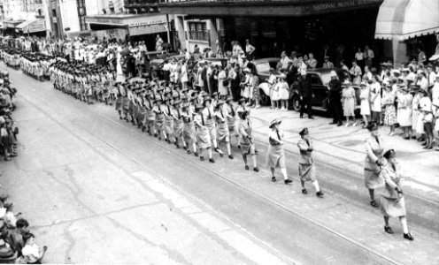 1943. Brisbane March. Service men and women.