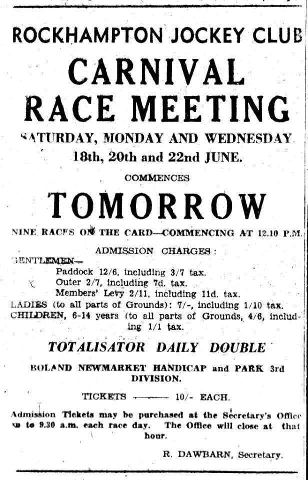 1949. Carnival Race Meeting. TMB June17, p.2