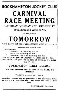 1949. Carnival Race Meeting. TMB June17, p.2 photo