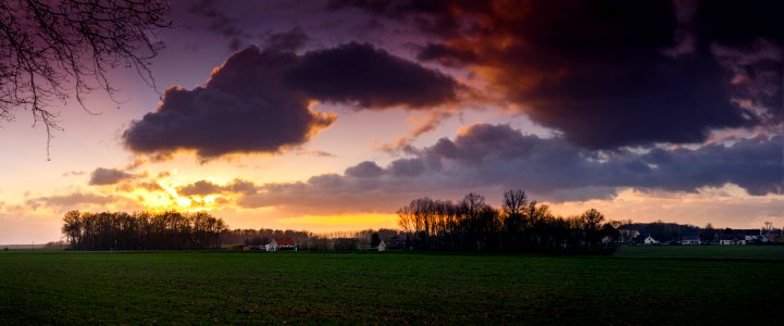 sunset over the plain of Beauce photo