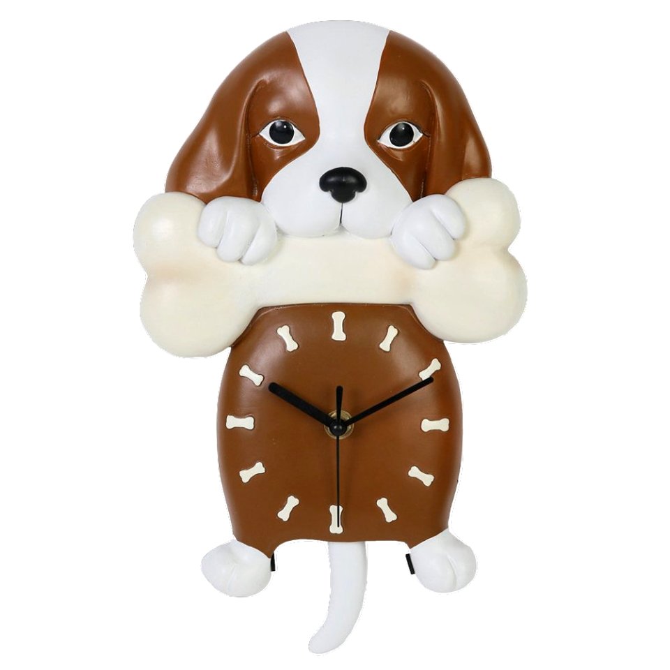 Giftgarden Pet Gift Pendulum Wall Clock with Puppy Dog Shaped