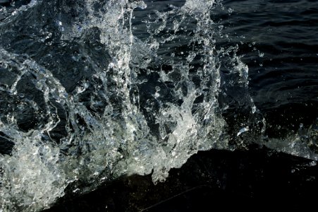 Wave Crashing against Steps, Waves Crashing behind Warning Sign, Bregenz, Austria
