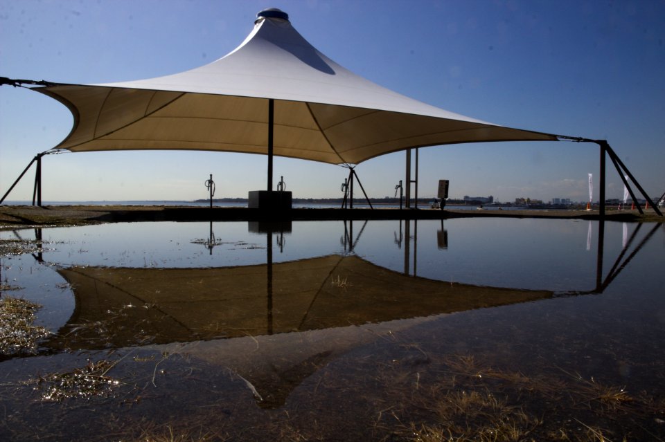 Tent Reflected in Puddle, Kasai Seaside Park photo