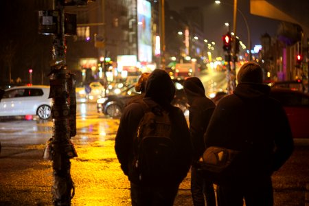 People at Traffic Lights next to Warschauer Brucke, Friedrichshain