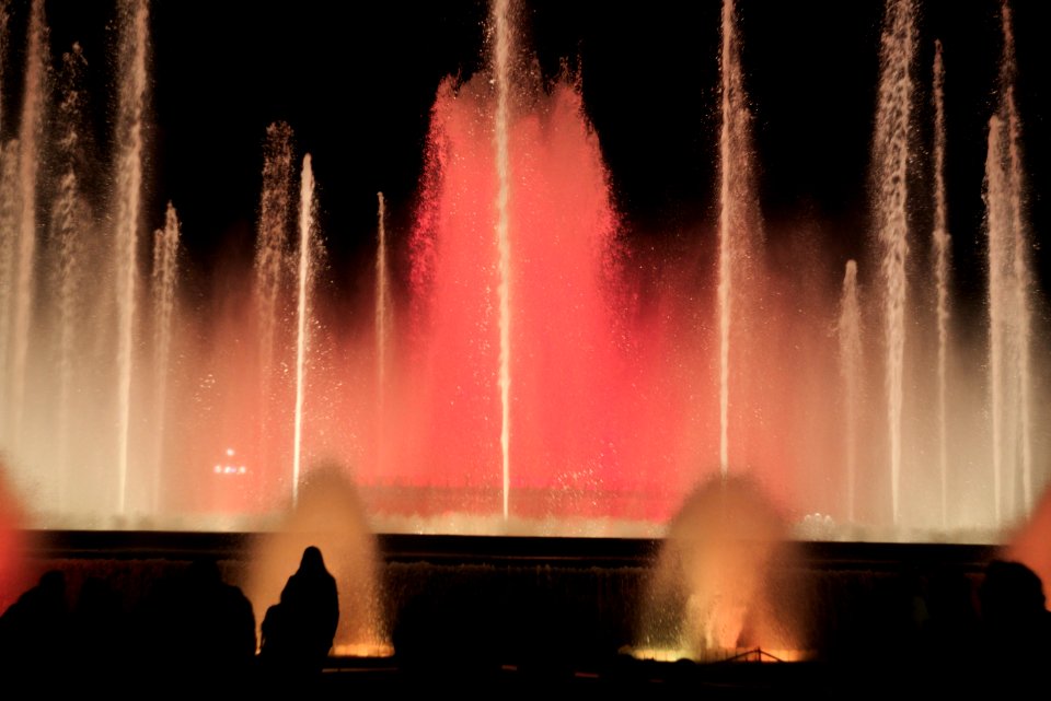 Crowd People Watching Fountains, Placa de les Cascades