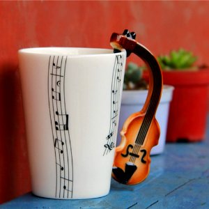 Giftgarden Coffee Mugs Best Love Gift Music Violin Notes Holds Tea Coffee Milk Ceramic Mug photo