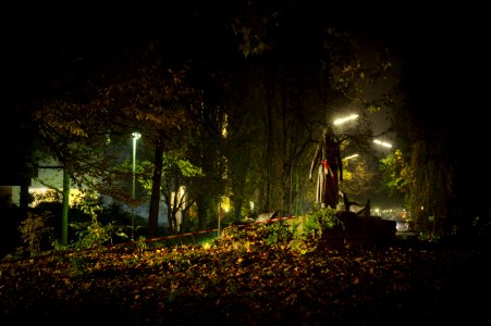 Floodlit Statue on Nikolsburger Platz, Wilmersdorf