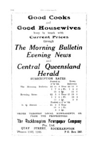 1930s. Advertisement for The Rockhampton Newspaper Company, Quay Street, Rockhampton (Queensland) photo