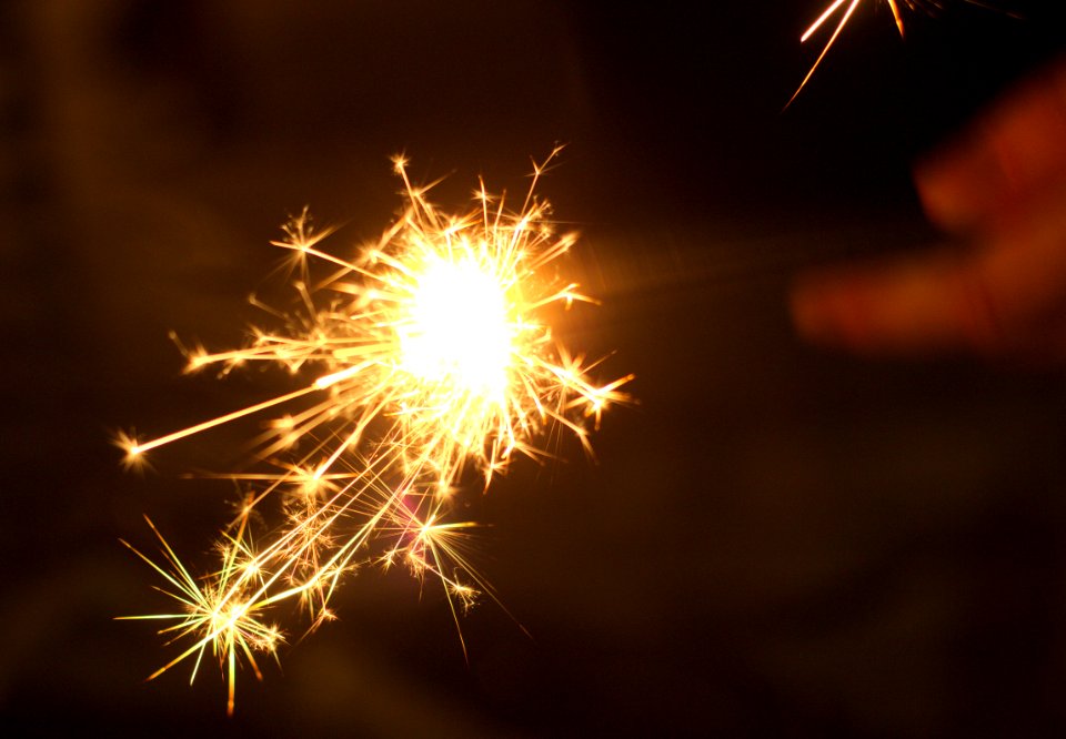 Burning Sparkler at Night
