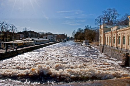 Vårflod i Fyrisån Uppsala