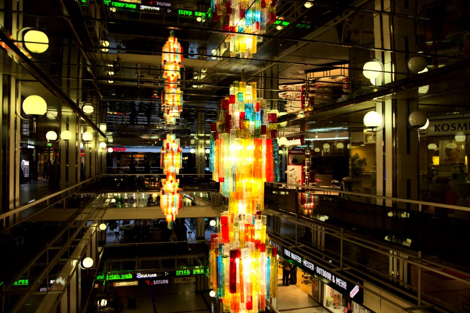 Lamp Sculptures and Mirrors in the Europa Center, Tiergarten
