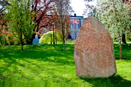 Rune stone  in the University Park in Uppsala Sweden