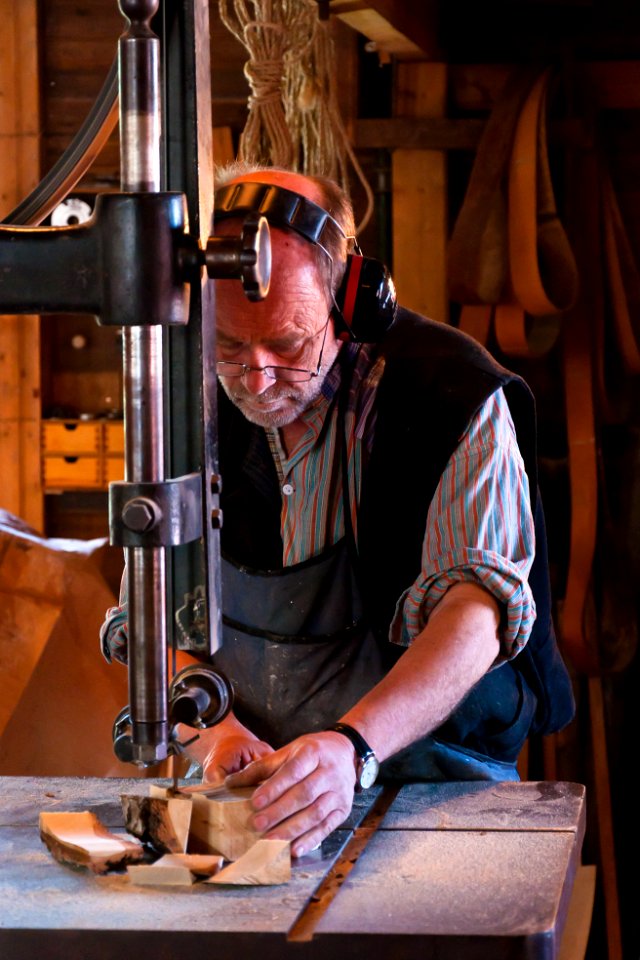 Carpenter in his old workshop in Skansen Stockholm