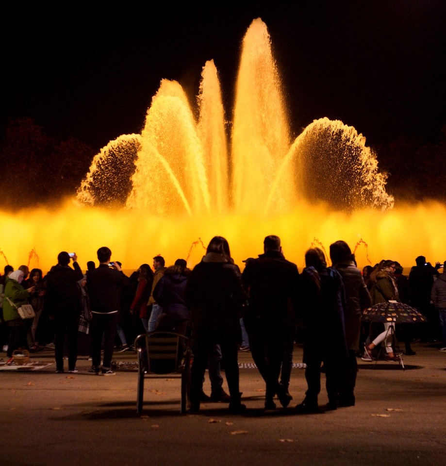 Group Watching Fountains, Placa de les Cascades
