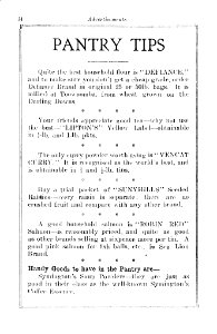 1930s. Pantry Tips in "Cookery Book" (YWCA Rockhampton, 1934)