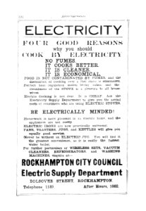 1930s. Advertisement for electricity: Rockhampton City Council, Electric Supply Department, Bolsover Street, Rockhamtpon (Queensland) photo