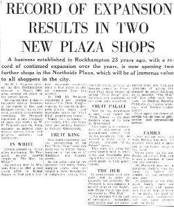 1968, November 14. Northside Plaza opening. Cutting from "The Morning Bulletin" (Rockhampton). photo