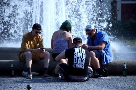 People Sitting by Fountain, Viktoria-Luise-Platz, Schoeneberg