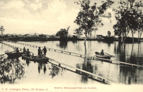 1890. View of the Fitzroy River at the mouth of Moore's Creek during the 1890 flood North Rockhampton, Queensland photo