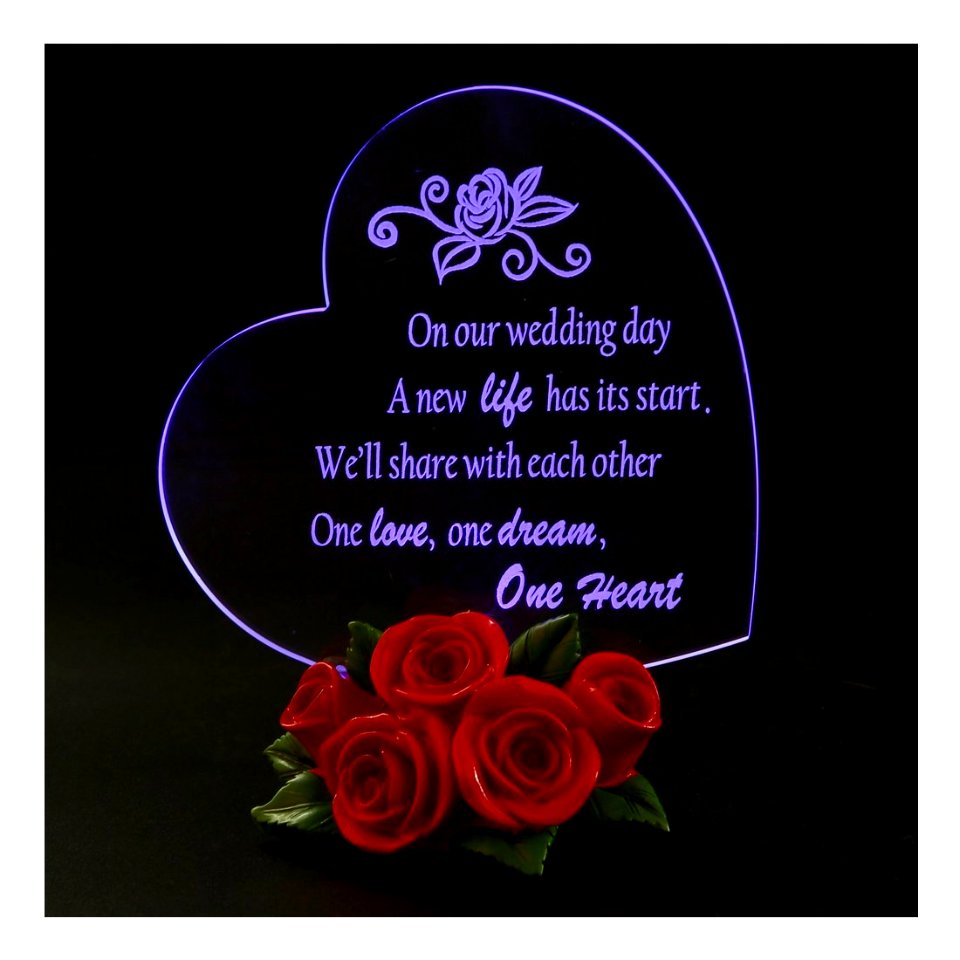 Giftgarden LED Gift Decoration Love Heart with Roses for Wedding Valentines Gifts