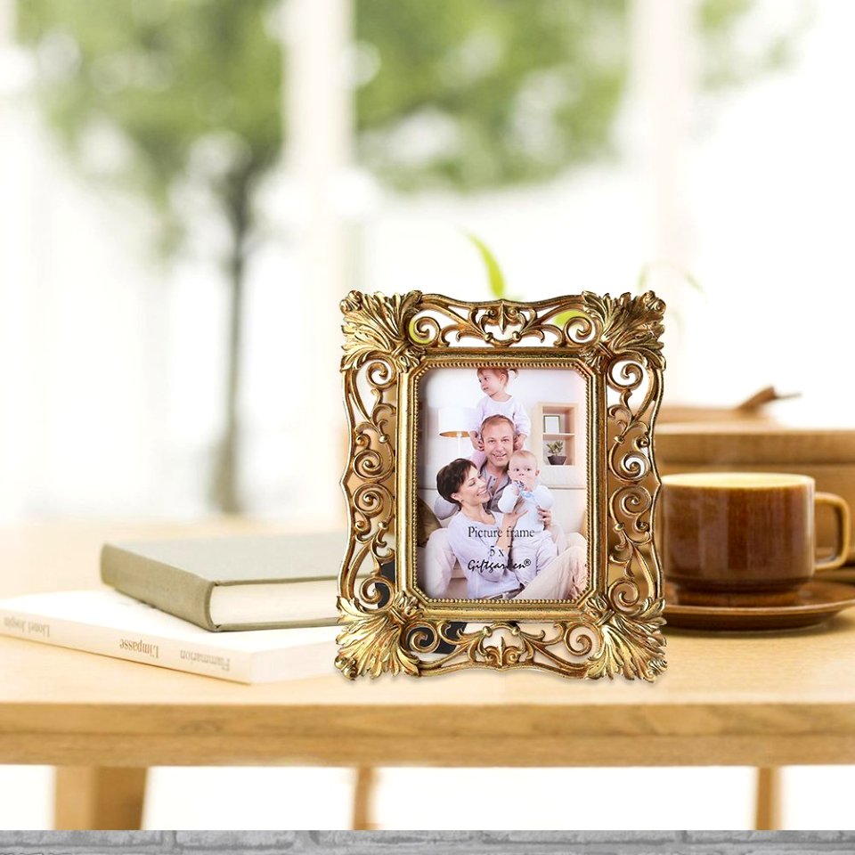 Giftgarden 7x5 Gold Photo Frames Vintage Classic Picture Ornament