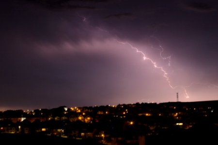 Lightning strike over Saltdean, Brighton, UK photo