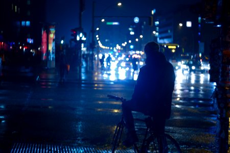 Cyclist at Lights near Warschauer Brucke, Friedrichshain