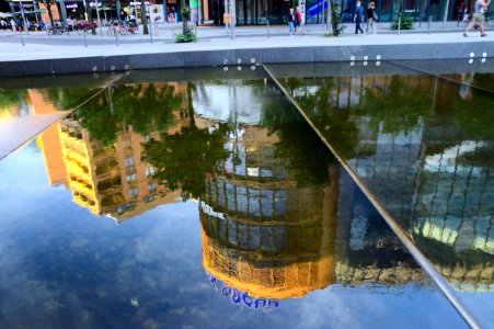Buildings Reflected in Fountain, Eichhornstrasse near Potsdamer Platz