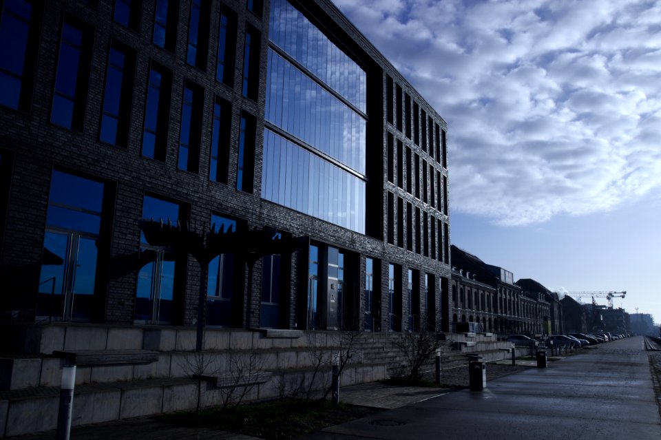 Office Building in Morning Sunlight, Stralauer Allee, Friedrichshain