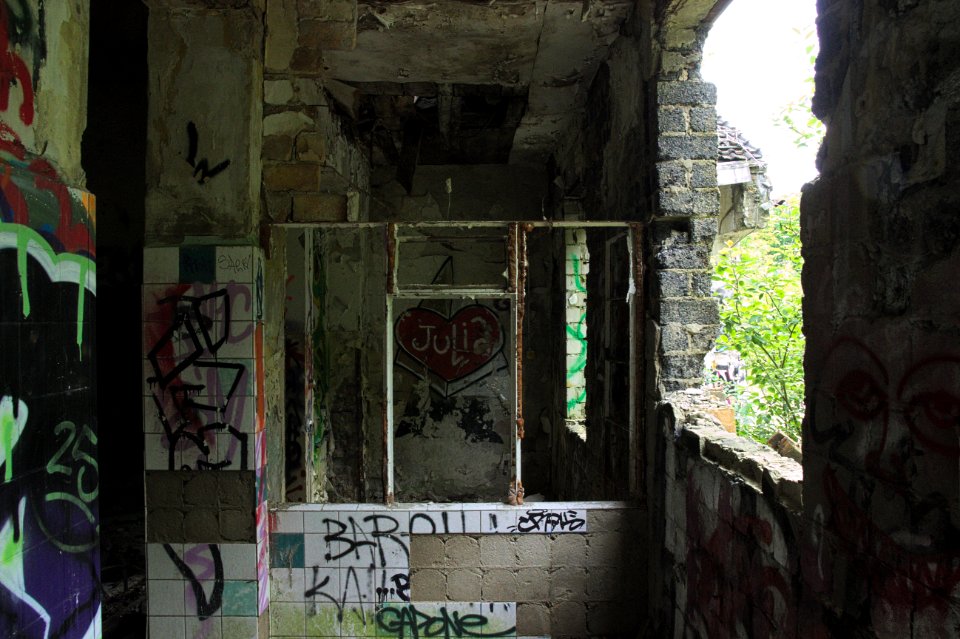 Graffiti for Julia in Abandoned Kinderkrankenhaus, Weissensee