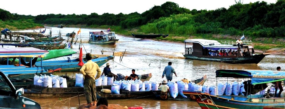 Along  Siem Reap river towards tonle sap, Cambodia