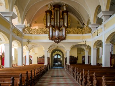 Orge et nef depuis le chœur - Église catholique Sainte-Croix d'Offenbourg #4