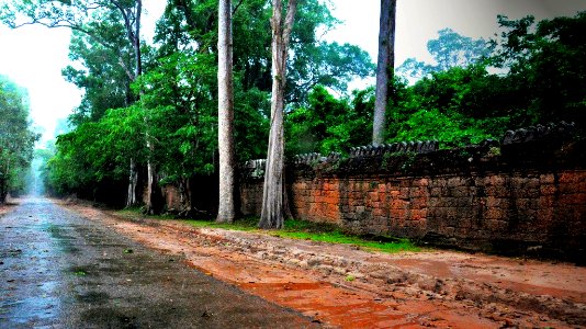 Walls of Angkor Thom, Cambodia photo