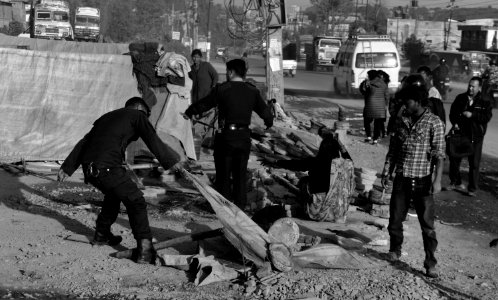 Nepali police making a mess