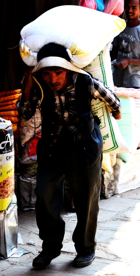 The only way of transportation in the narrow alleyways  of old Kathmandu