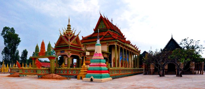 The new and the old pagoda, banan, Cambodia photo