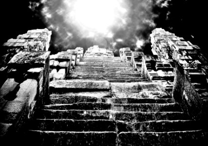 Steep steps at ta keo pyramid in Cambodia photo