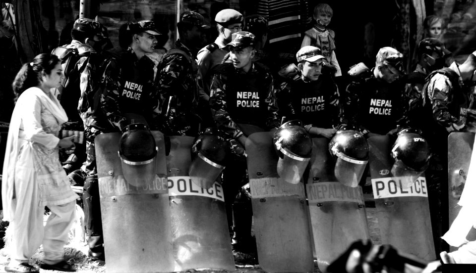 Nepali police road block