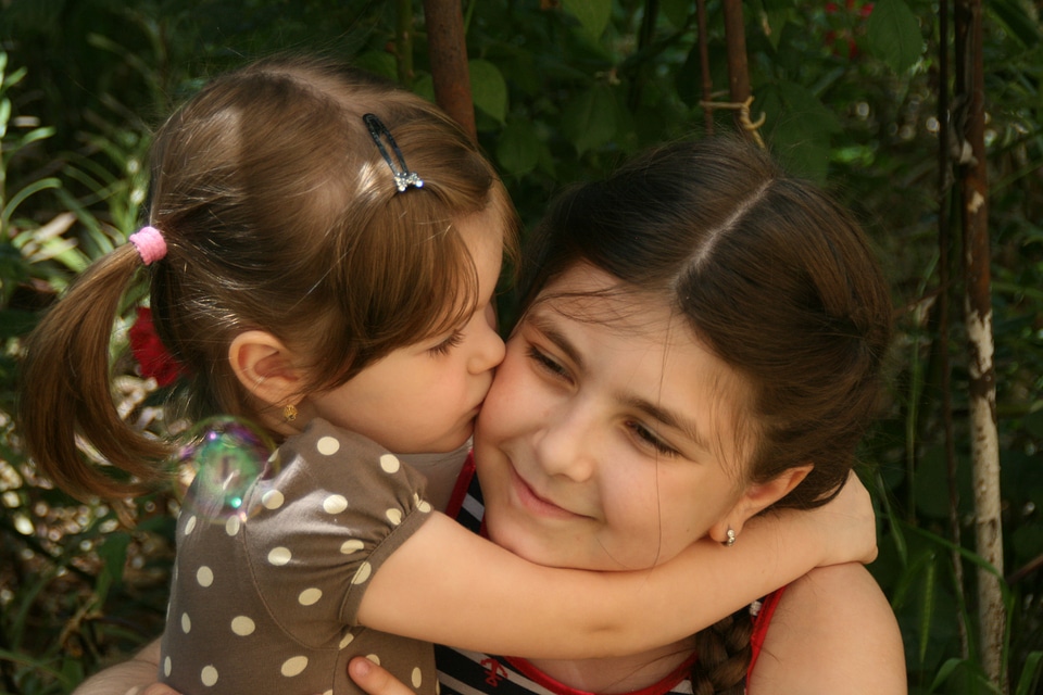 Portrait smile hug