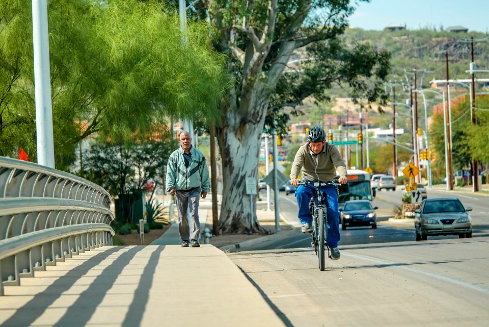 wide bike lane on bridge