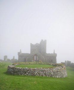 Peel Castle in fog